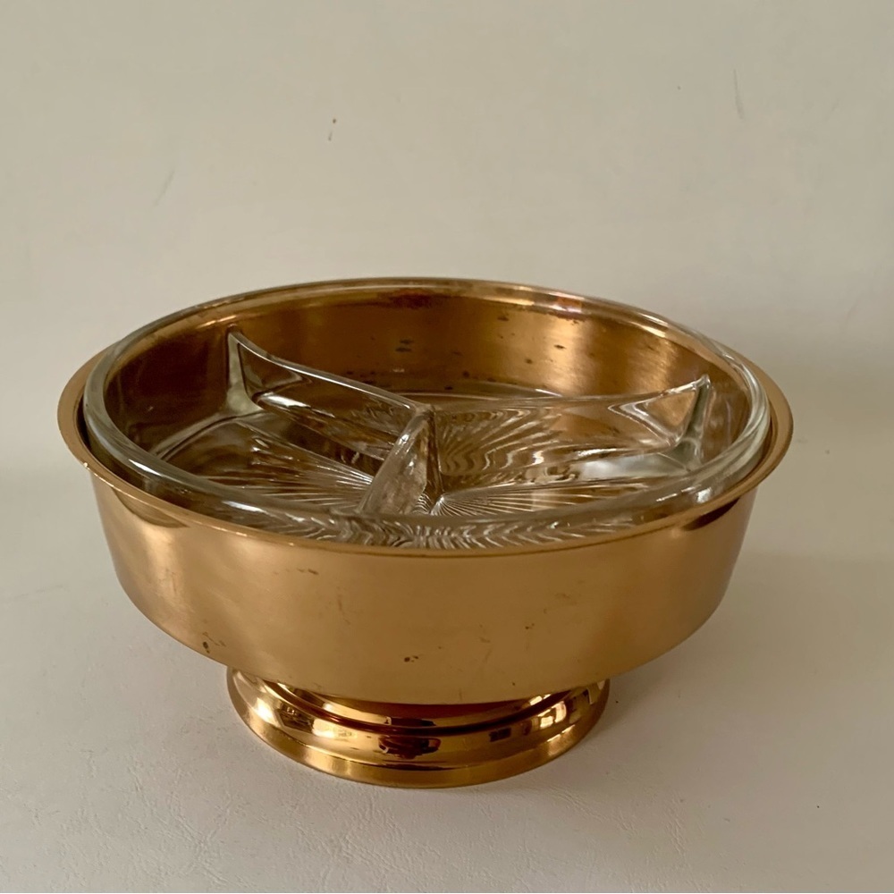 Mid century crudités dish